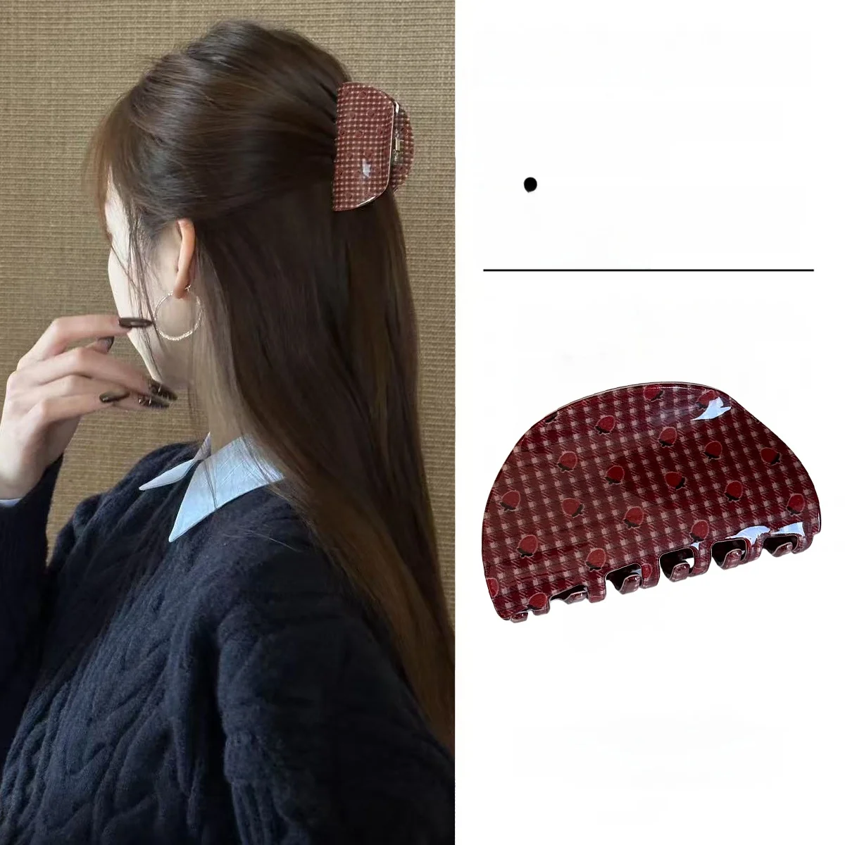 presilha-de-cabelo-feminina-estilo-coreano-com-estampa-de-morango-e-bolinhas-acessorio-doce-em-formato-redondo-para-cabelos-medios-e-longos