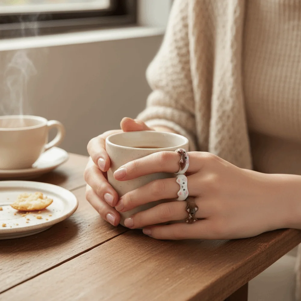 Gift New Style Cartoon Ragdoll Cat Ring Unique Design Creative Design Resin Ring Minimalist Design Animal Finger Ring Teenager