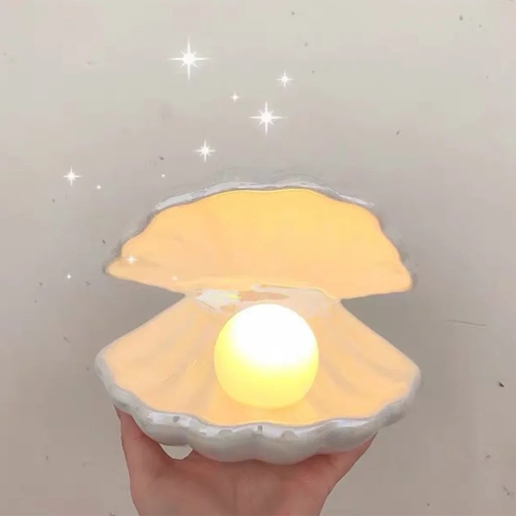 

LED Bedside Lamp Night Light Shell Decorative Nightlight for Home Nursery Shell Tabletop Lamps Sleeping Light Living Room