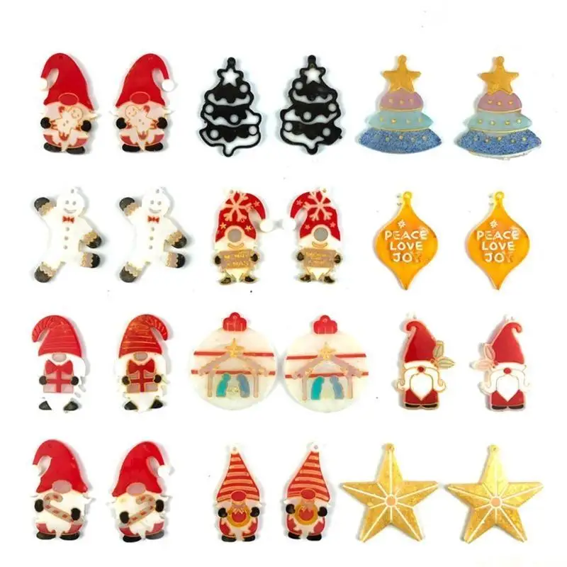 

D46E Christmas Earrings Epoxy Resin Mold Xmas Ear Danglers Pendants Silicone Mould DIY Crafts Jewelry Necklace Casting Tools