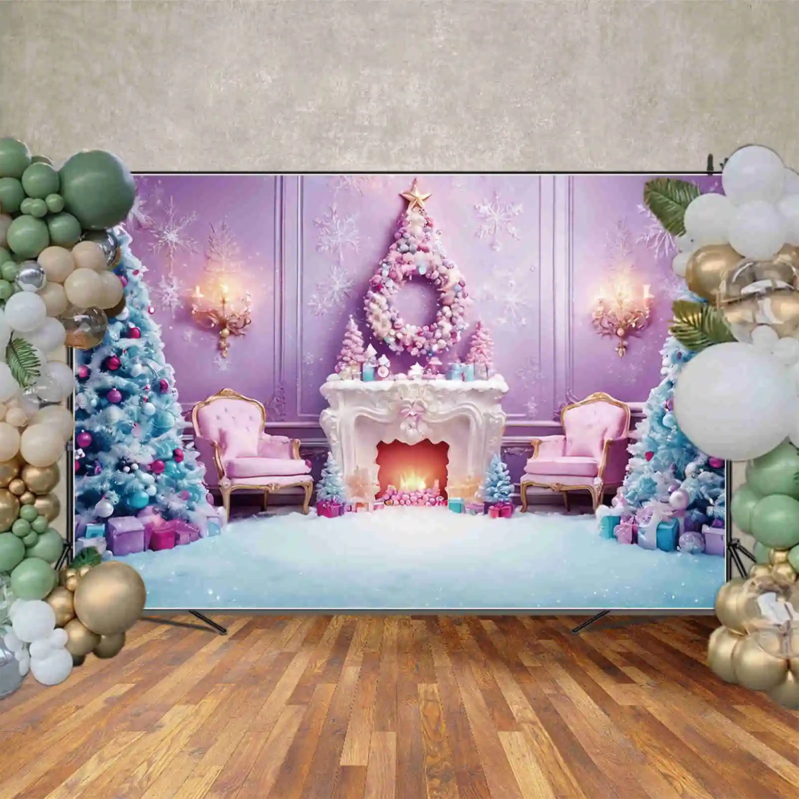 Bulan. QG Peri Natal perapian pohon Natal latar belakang dinding pohon hiasan antik barat latar belakang pesta alat peraga telepon foto