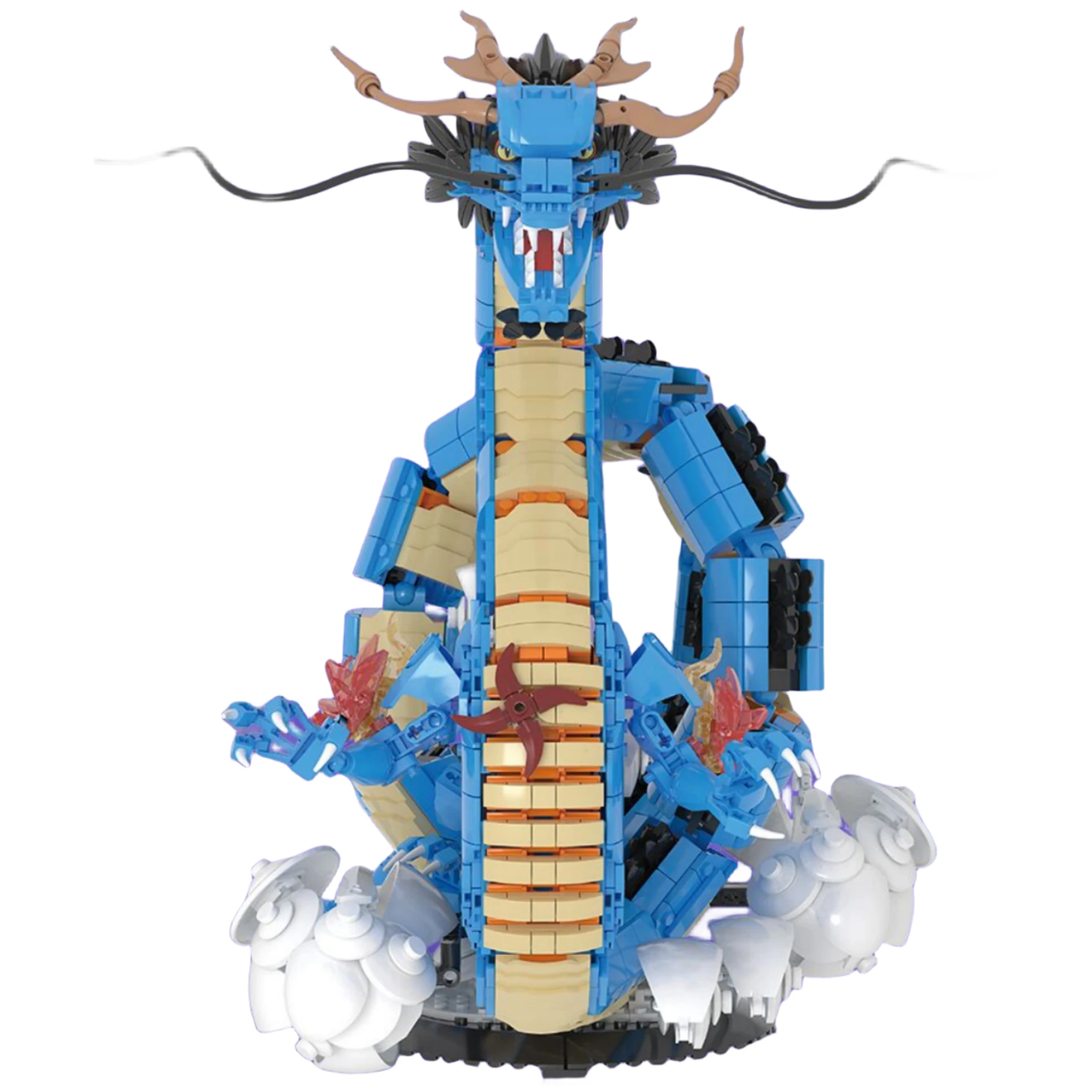 1840pcs Japanese Anime Creative Character Kaido Blue Dragon Creative New Year Gift Building Block Toys For Boys