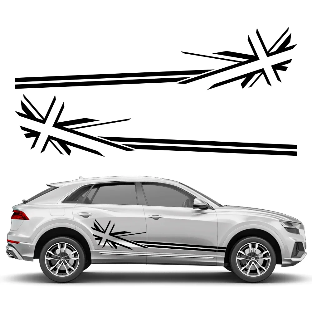 Car Graphics Side Body Sticker Stripes Exterior Door Vinyl Decals Trims Auto Accessories For Audi Q8 SQ8 RS TFSI Quattro E-tron