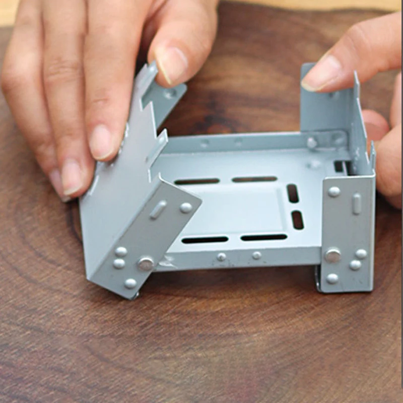 Horno plegable portátil de combustible y Alcohol sólido para exteriores, Mini quemador de Picnic, estufa de Camping de hierro galvanizado, equipo de cocina para acampar