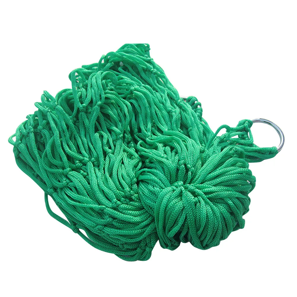 Breathable Nylon Hammock Portable Hanging Nap Bed Outdoor Net Hammock for Vacation Sleeping Garden Backyard Patio Tree Hanging