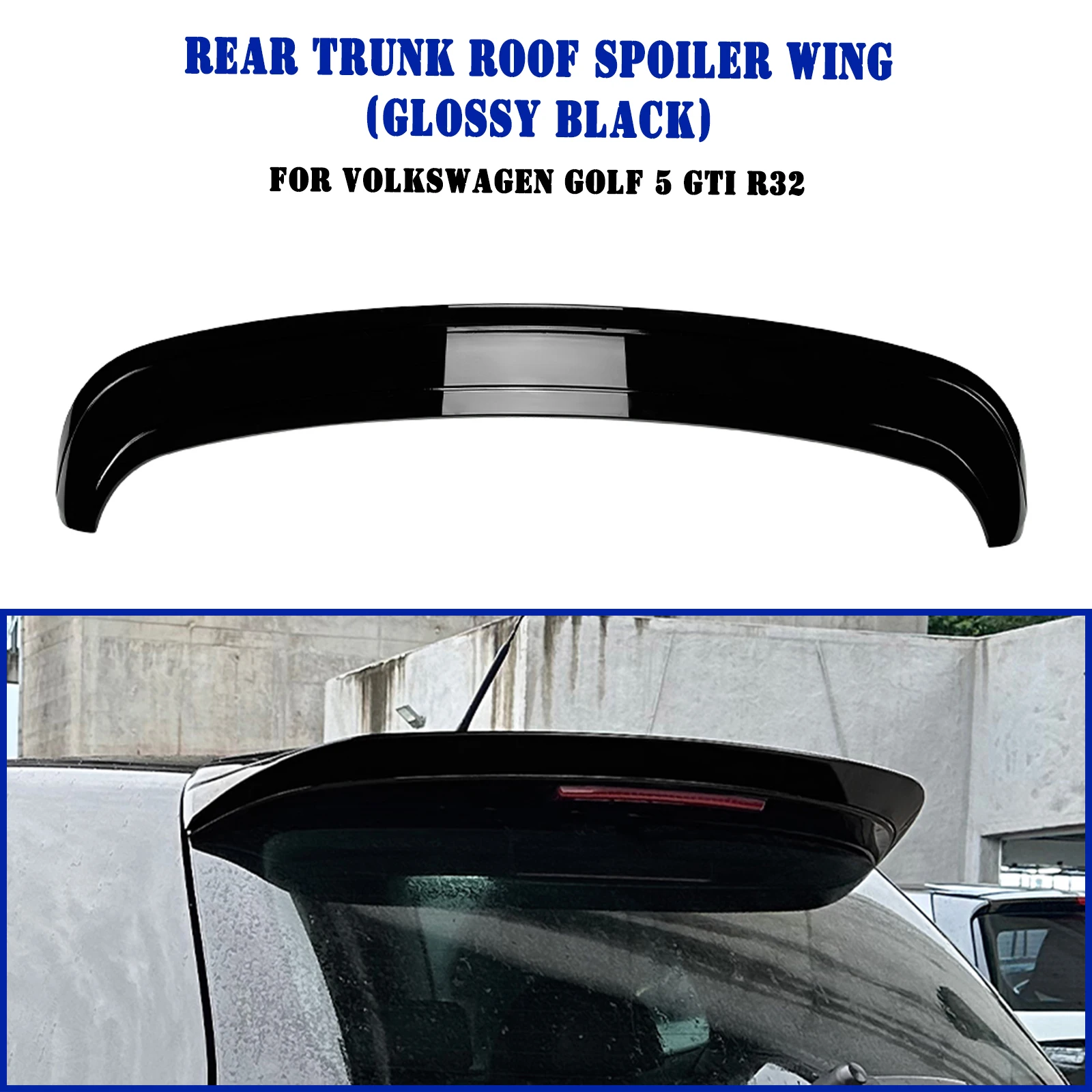 

Rear Roof Spoiler Wing Lip For Volkswagen VW Golf 5 MK5 GTI R32 2005-2007 Carbon Fiber Look/Gloss Black Tailgate Upper Splitter