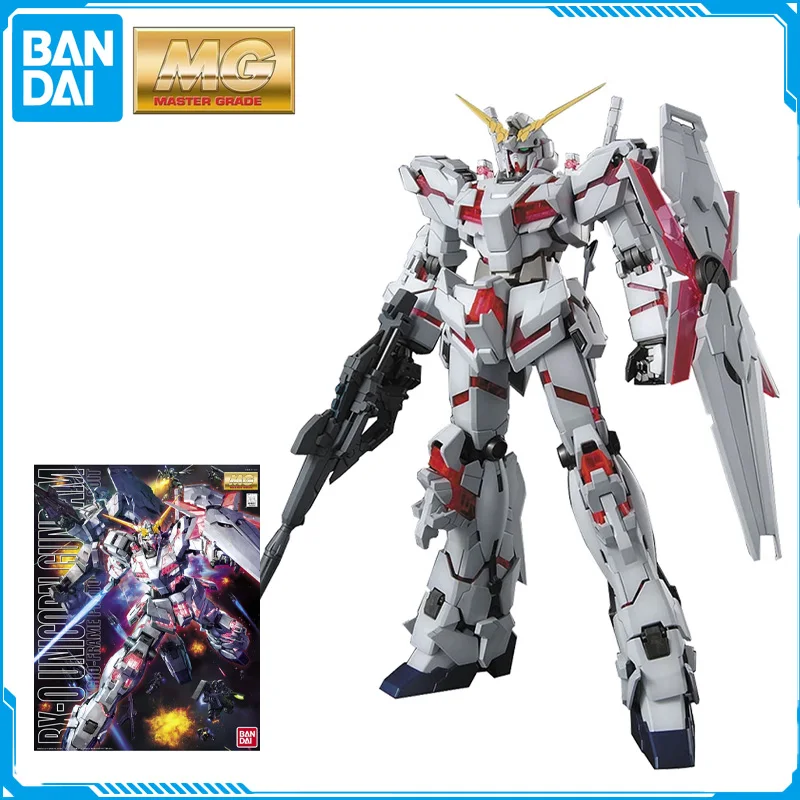 

In Stock Bandai MG 1/100 Mobile Suit Gundam RX-0 Unicorn Gundam Original Anime Figure Model Toys Action Collection Assembly Doll