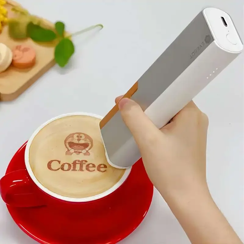 coffee latte handheld impressora a jato de tinta impressao personalizada faca voce mesmo com regua auxiliar para cafes evebot print size 261000 mm 01