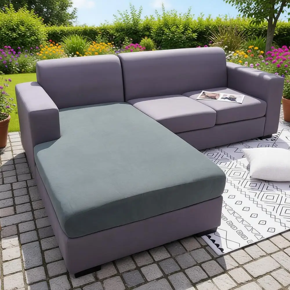 

Эластичные чехлы для секционного дивана-шезлонга, L-образные или секционные чехлы для диванов, XL размер, серые, моющиеся, с эластичной вставкой