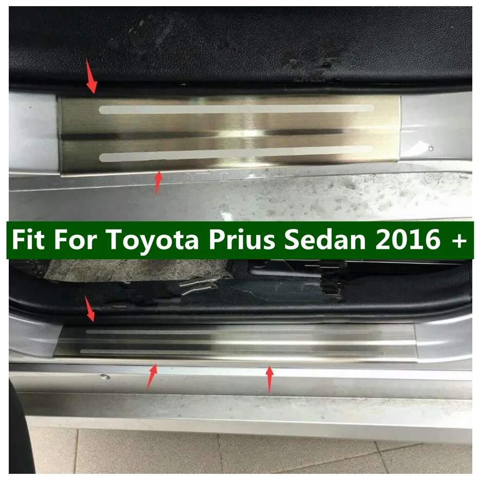 

Lapetus For Toyota Prius Sedan 2016 2017 2018 Stainless Steel Door Sill Scuff Plate Cover Trim 4 Pcs / Set