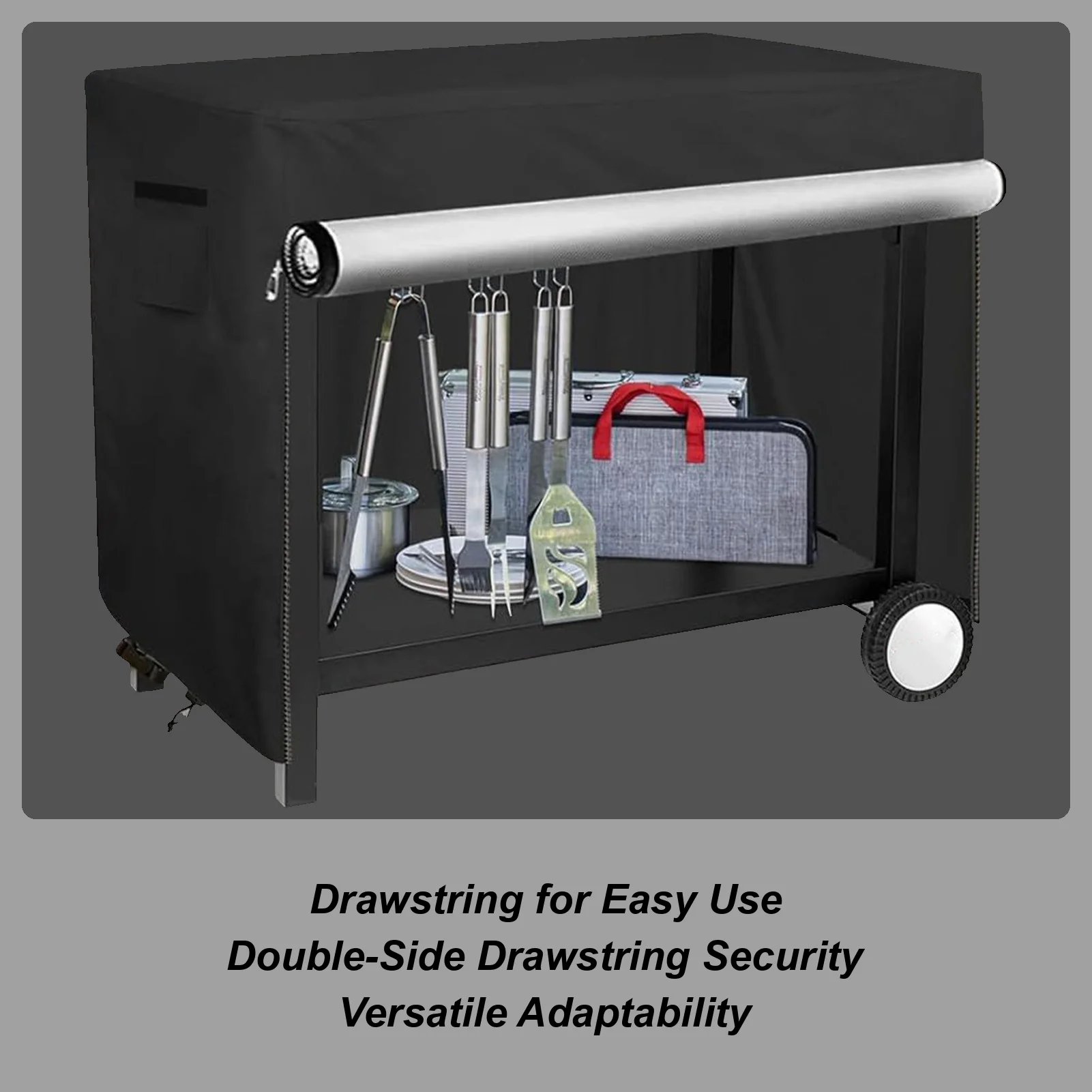 

Utility Cart Cover Picnic Table Cover Waterproof Protection Oxford Cloth With Zipper For Garden Dining Work Kitchen Utility