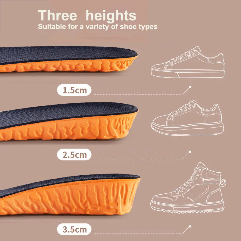 Height Increase Insole For Men Women1.5/2.5/3.5cm EVA Invisible Height Lift Breathable Comfortable Shock Absorption Pads