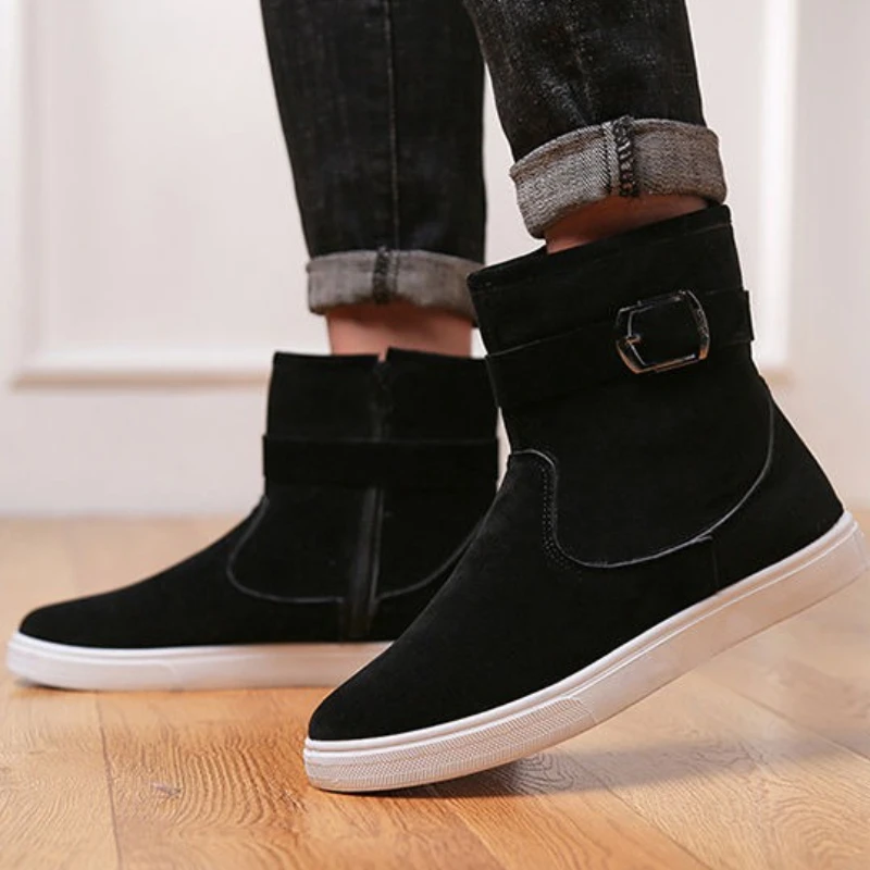 

​ Мужские водонепроницаемые зимние ботинки с утолщенной флисовой подкладкой, зимняя обувь для хлеба, модная уличная обувь с застежкой в один шаг ​