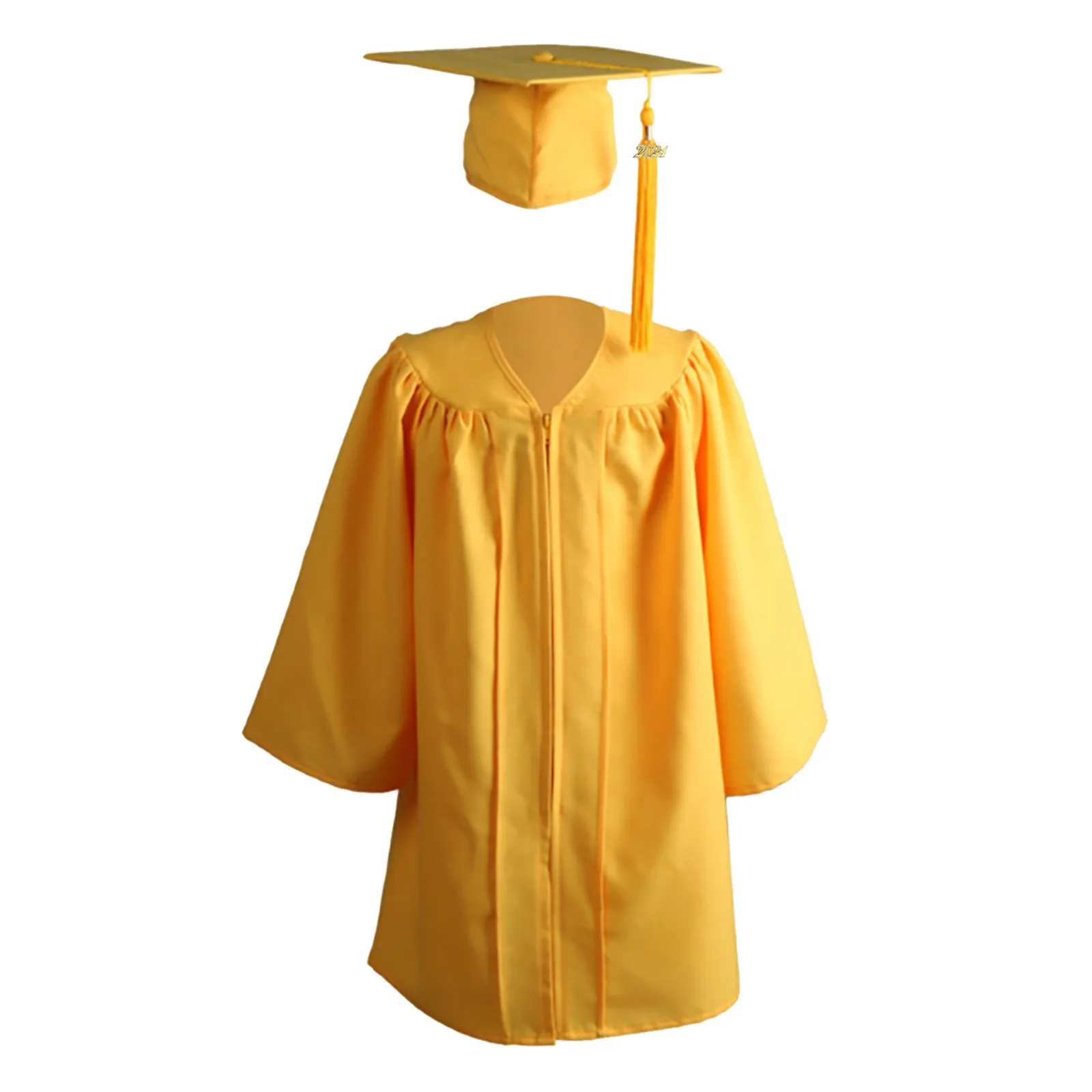 Kids Primary School Graduation Costume Kindergarten Bachelor Gown Academinc Uniform Boy Gilr Photography Robe Hat Set