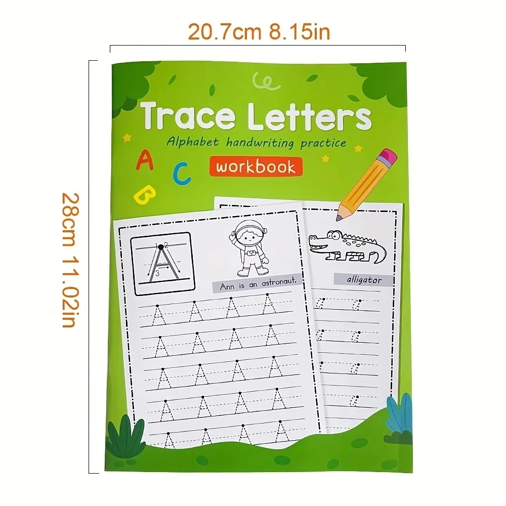 Letters A-Z Alphabet Early Education Tracing Workbook Writing Exercise Handwritting Practice Worksheets Trace Letters Montessori