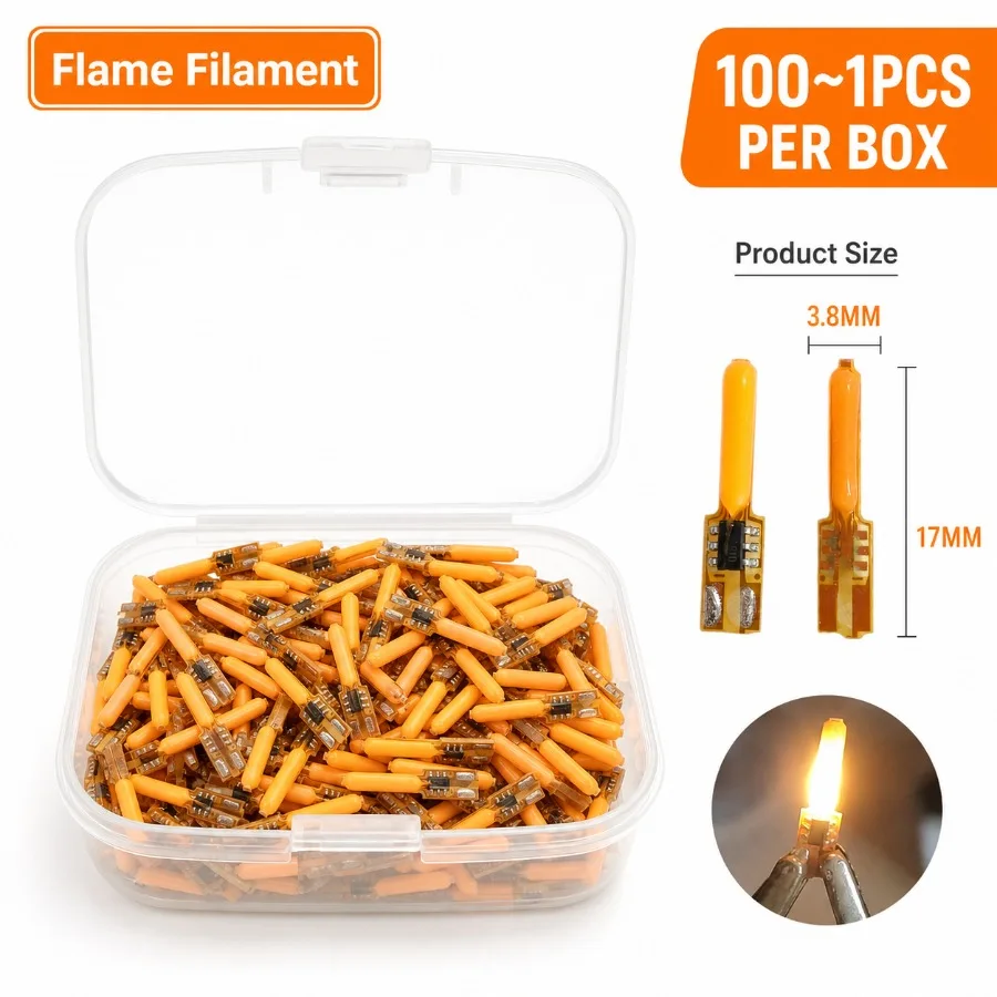 3V Led Flash Flame 100~1PCS Per Box Candles Edison LED Bulb Filament COB Diode Birthday Party Decoration Light Bulb Accessories