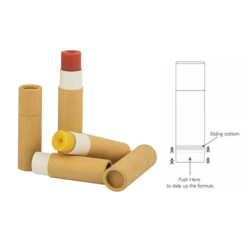 200Pcs/Lot Blank Lipstick Tube Kraft Paper Tube Bottom Pushable Tube Paper Can Empty Tube