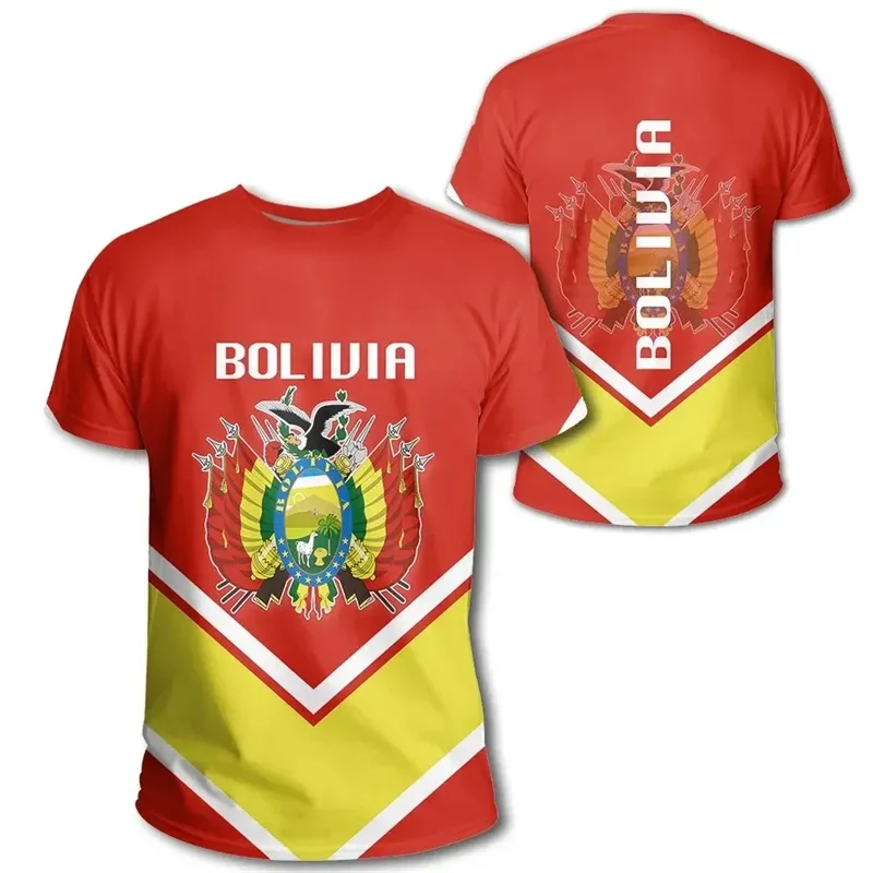 Fashion Bolivia Flag 3D Printed T-Shirt Men Sportswear Tee Shirts Crew Neck Short Sleeves Summer Casual Street Loose T Shirt