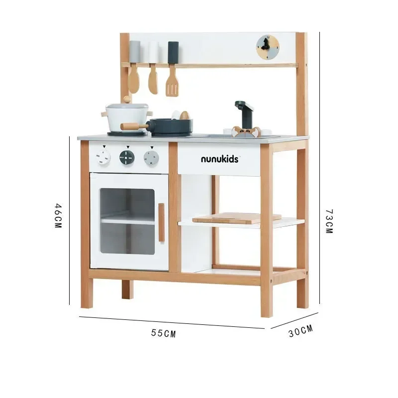 Conjunto de mesa de ferramentas de cozinha de madeira, 73cm, pote, fatia, pia de vegetais, divertido, quebra-cabeça interativo, brinquedos, presente de aniversário para crianças