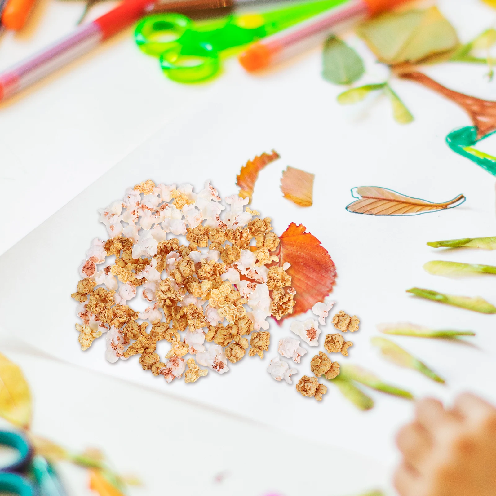 

100pcs Miniature Fake Premium Resin Creative Decor Stylish For Diy Phone Shell Montessori Educational Faux Popcorn Prop