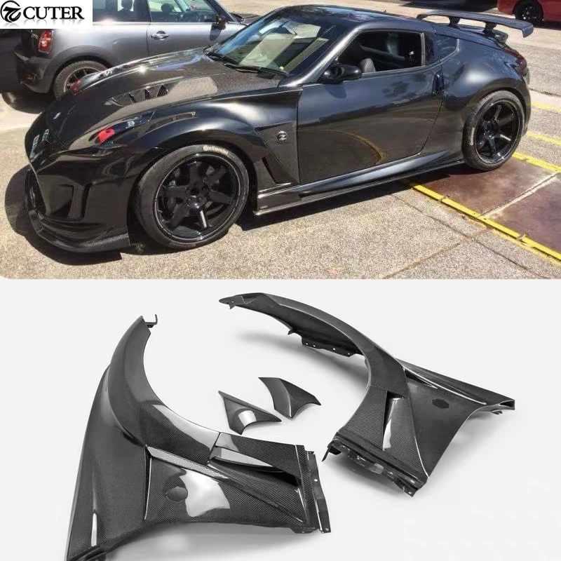 Guardabarros lateral delantero de fibra de carbono 370z Z34 con rejillas de ventilación para Nissan 370z Z34 Kit de carrocería de coche