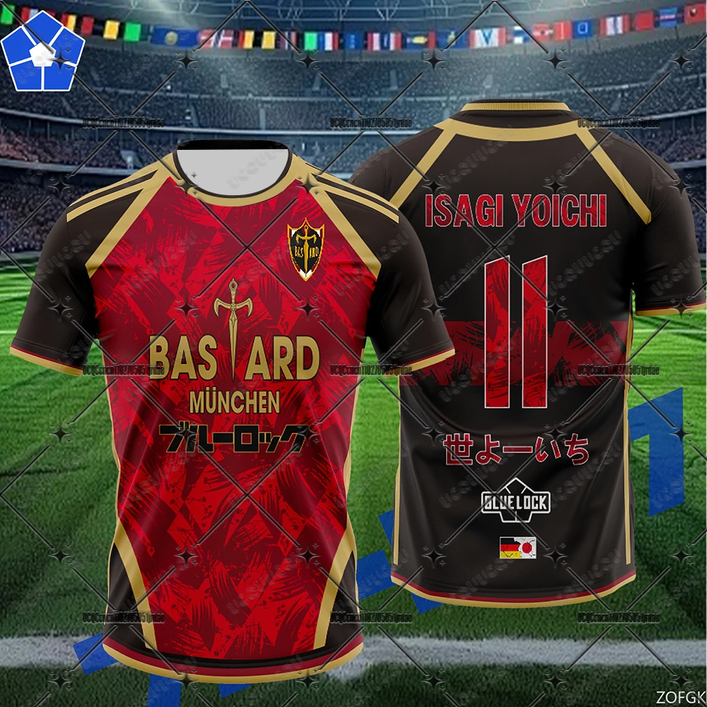 25-26 Anime Blue Lock Mulnchen Ropa para padres e hijos Camiseta deportiva de fútbol Manga Kaiser 10 Isagi Camiseta de manga corta Y2k Top unisex