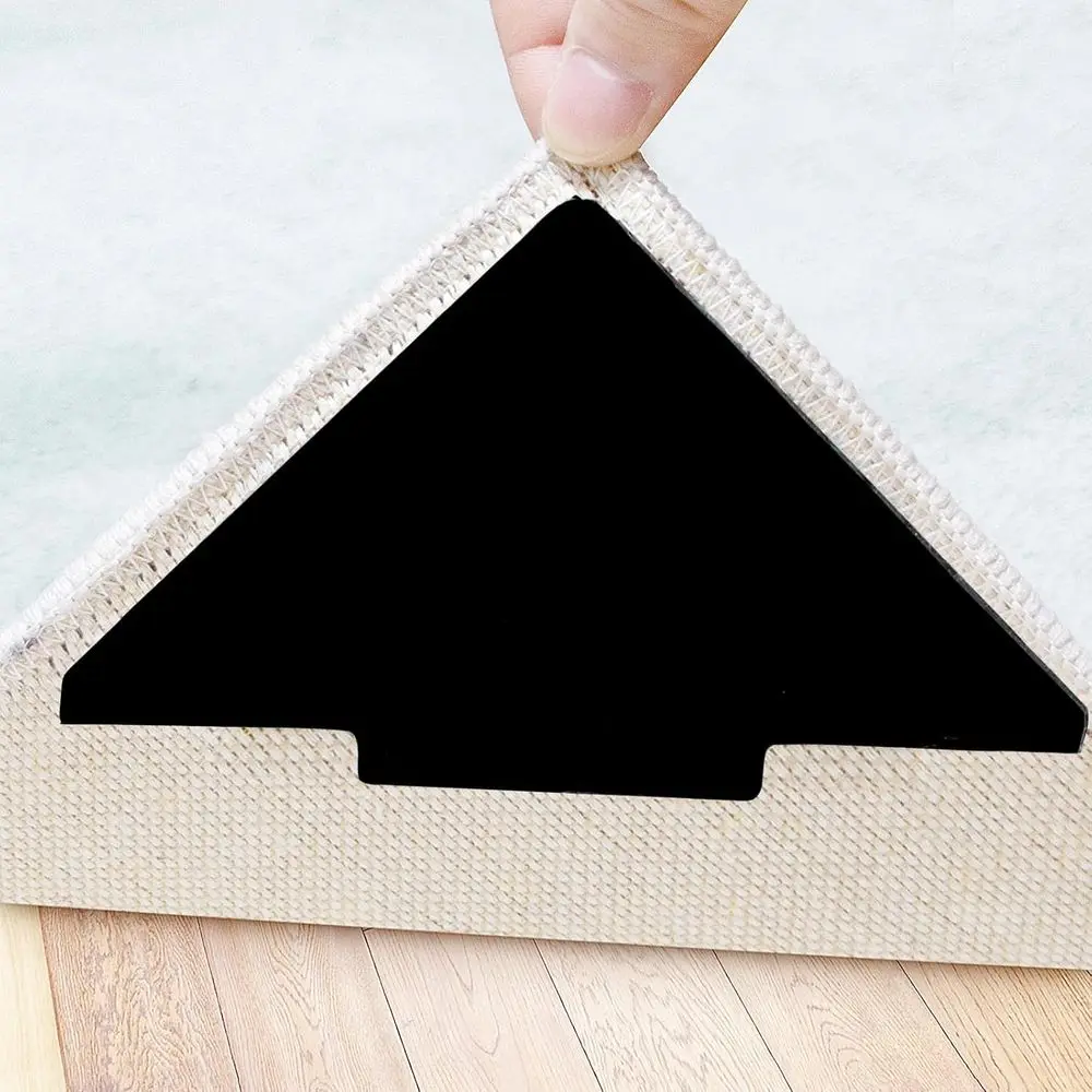 10 Pcs Double Sided Non Slip Reusable Rug Stopper, Washable Rug Pad Grippers for Hardwood, Tile, Carpets, Floor Mats (Black)