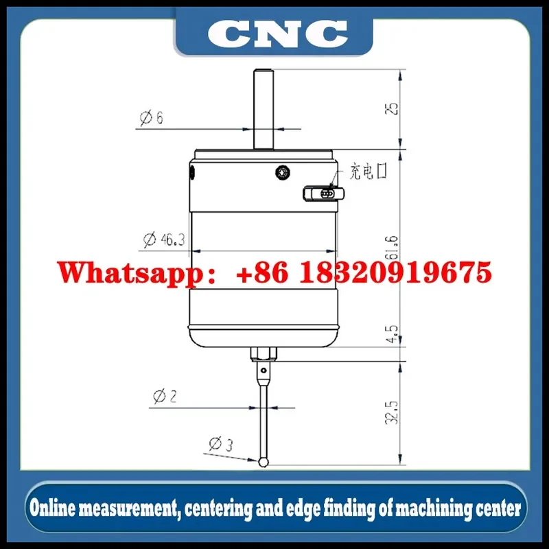 Cyclmotion CNC machining center Wireless probe tool setting instrument 3D edge finder centering rod replacement Renishaw Marposs