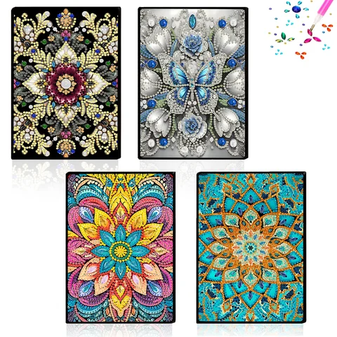 1 DIY Notebook with Mandala Pattern Diamond Painting Set, Meeting Record Book, Business Notebook, Student Diary