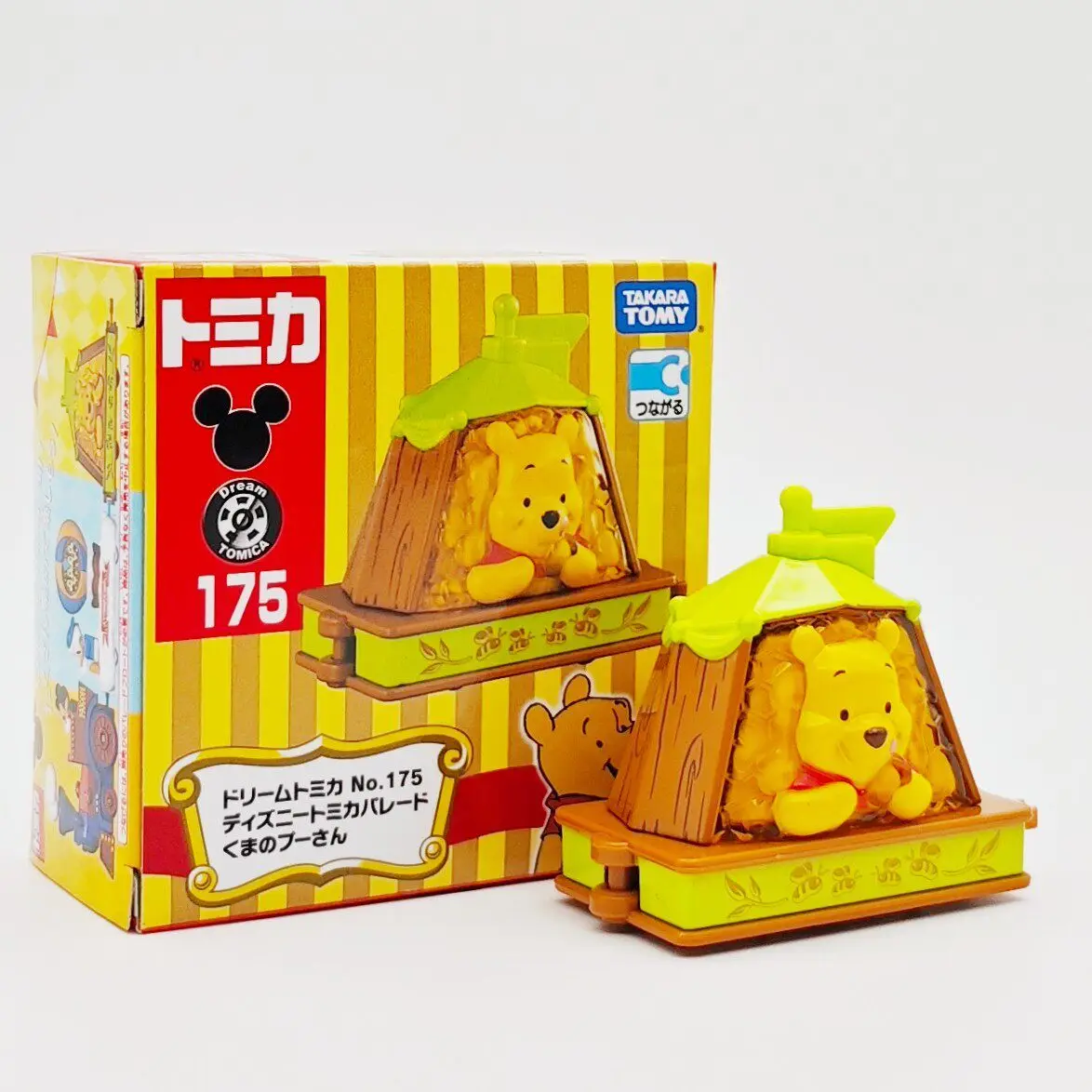 Original TAKARA TOMY Dream Tomica Disney Motors Doobie Pooh Winnie the Pooh Honey Popcorn Car with Figure Diecast Collectible