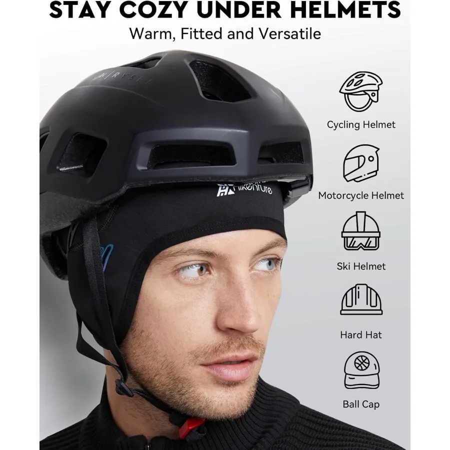 Topi Helm dengan Lubang Kacamata, Topi Bersepeda Termal Musim Dingin untuk Pria dan Wanita, Topi Beanie Bersepeda