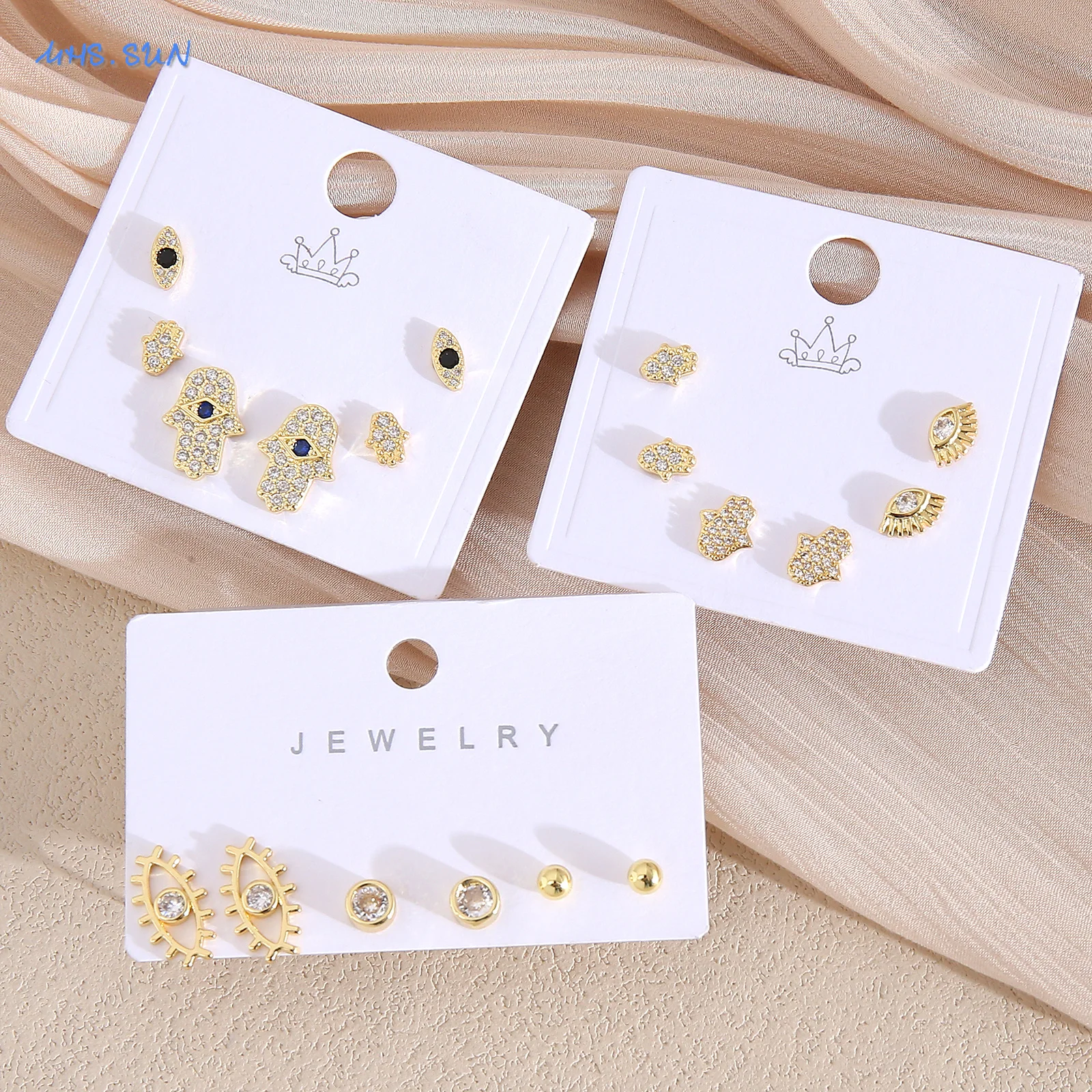 MHS.SUN 3쌍 지르콘 파티마 함사 핸드 이블아이  - Body Jewelry Kit 리뷰 및 가격