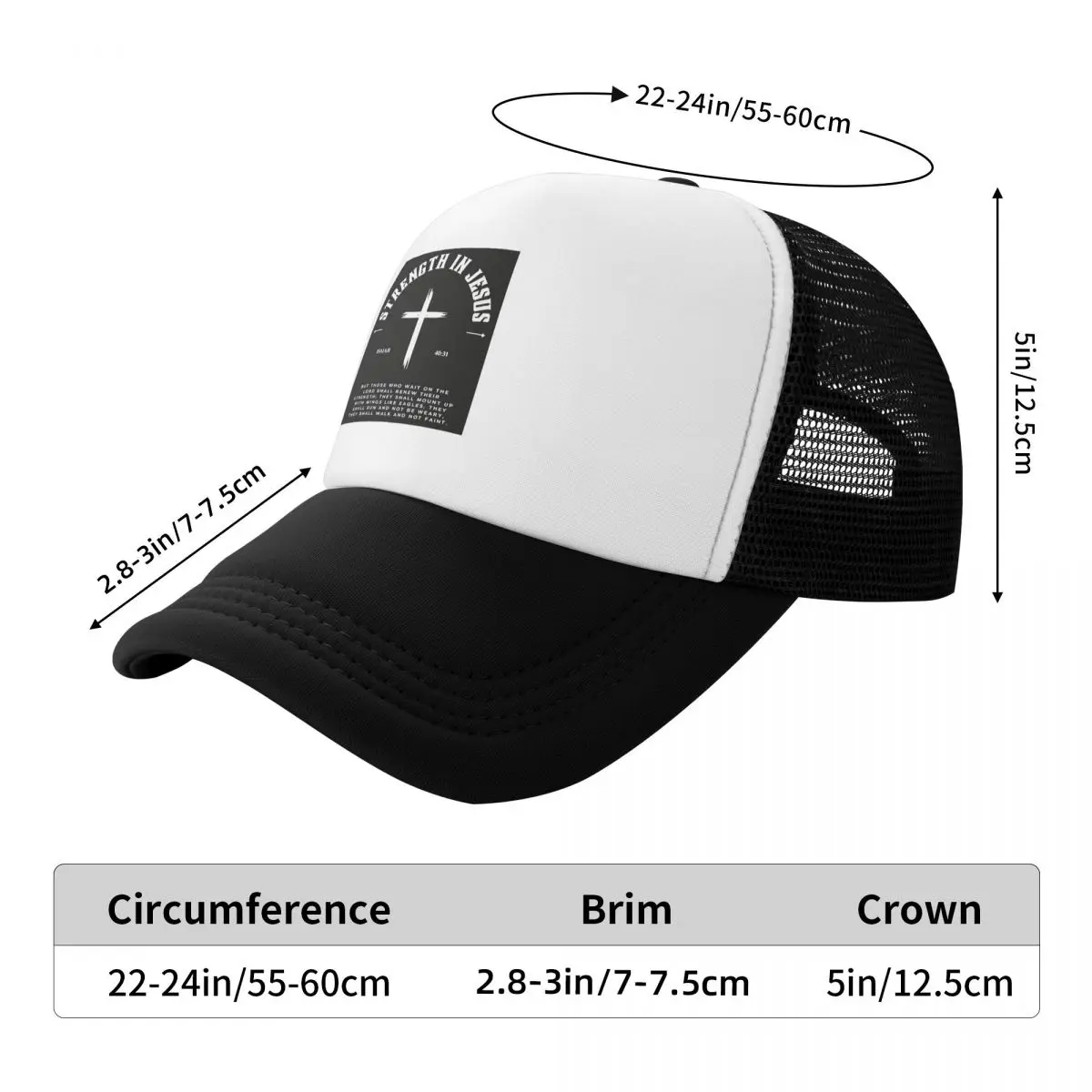 Christian Strength In Jesus Bible Verse (1) Cap Fashion Mesh Baseball Caps Adjustable Hat Hip Hop Summer Unisex Baseball Hats