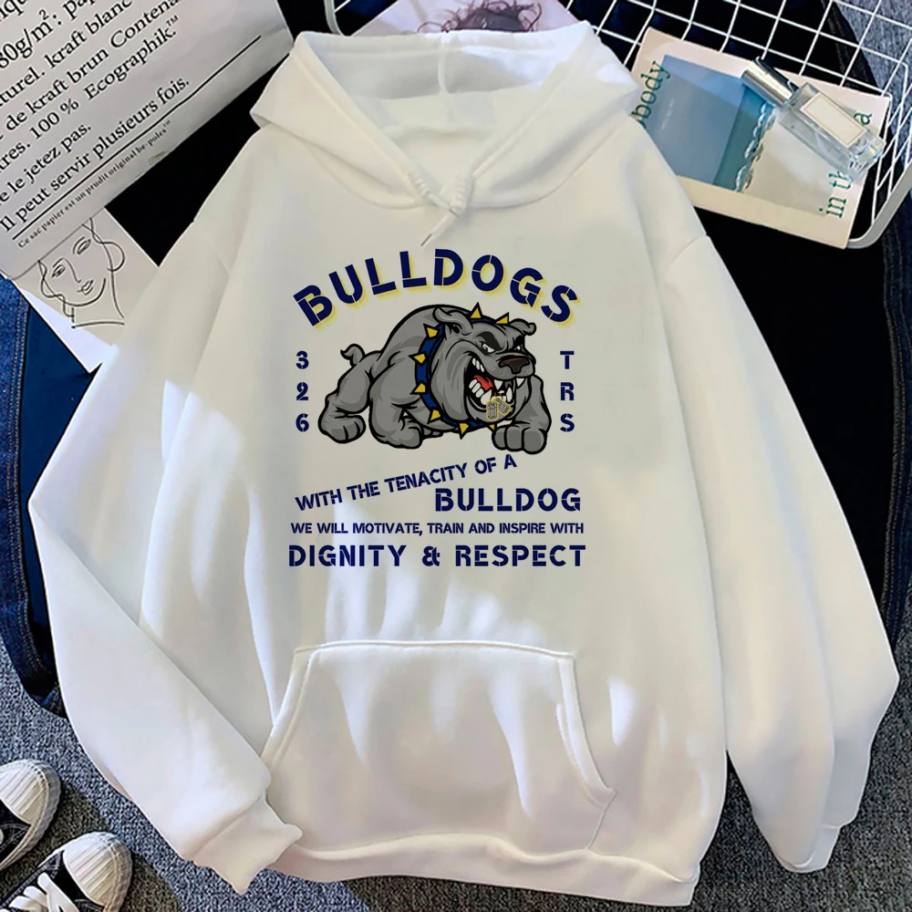 

Bulldog hoodies women streetwear Fleece pulls sweatshirts female long sleeve top Hooded Shirt