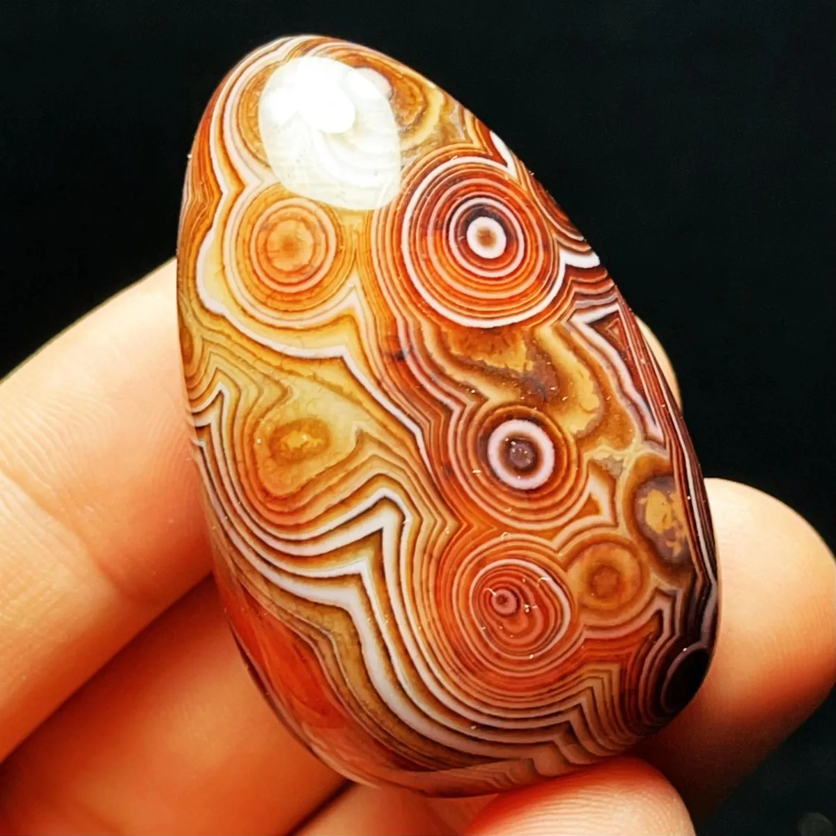 4PC Nature Made Banded Agate Palm Stone, Polished Tumbled, Chalcedony Beauty, Rock Collection, Natural Stone, Crystal Collection