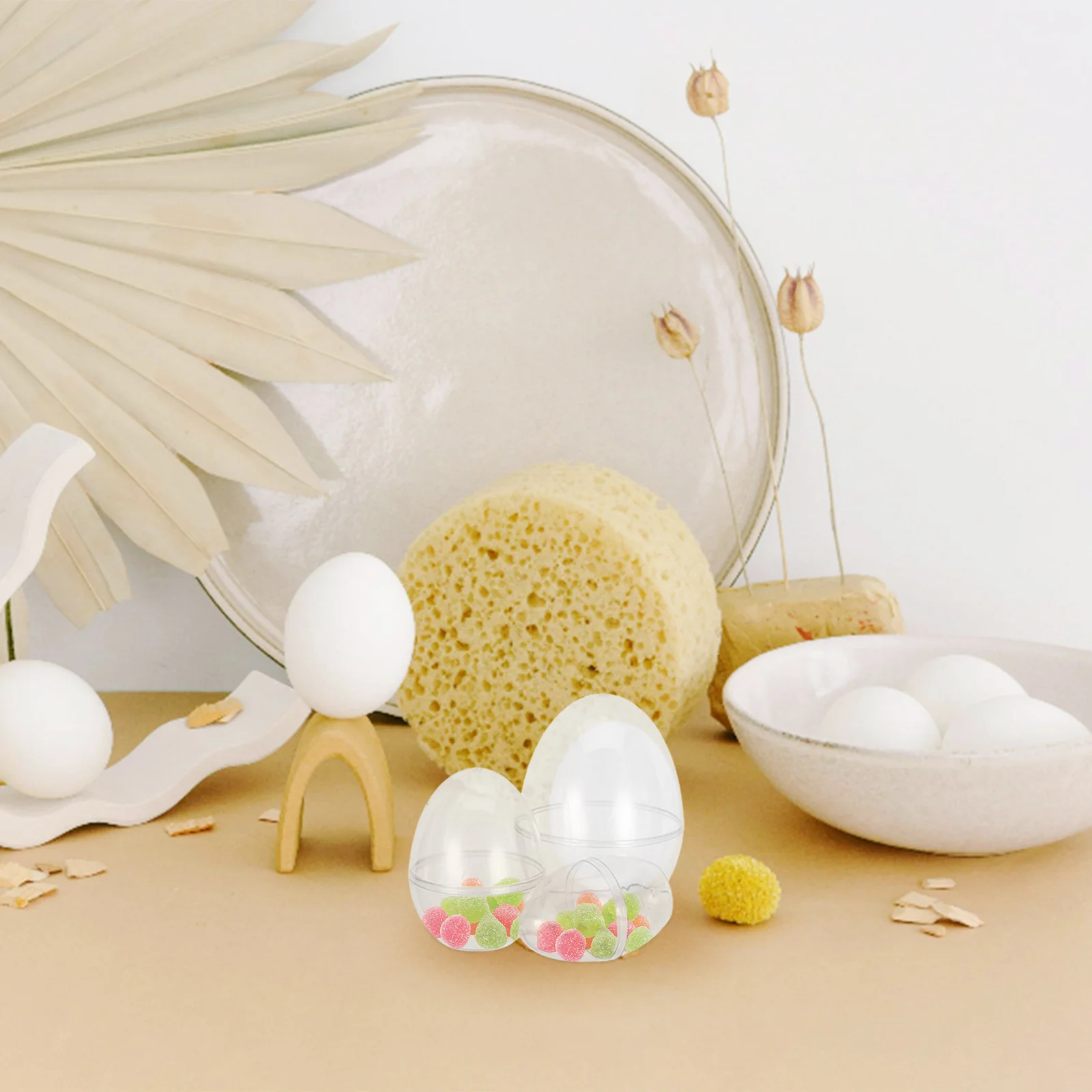 

9pcs Transparent Flat Bottom Egg Fillable Plastic Easter Containers Party Supplies Candy Boxes Christmas Storage Reusable