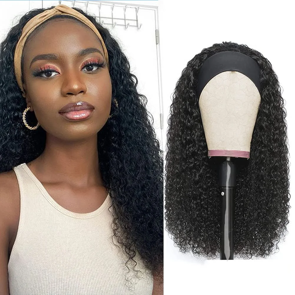 Glueless Wigs Human Hair Wet And Wavy Headband Wig Jerry Curly Headband Wig Curly Human Hair Wig For Black Women Wear And Go Wig