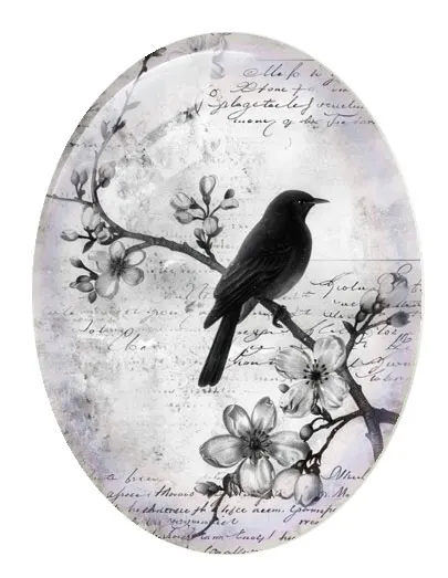 10 pçs/lote Halloween Gótico Preto Branco Horror Animais Oval Foto Cabochão De Vidro Flatback Demo Cameo Para Fazer Jóias Diy