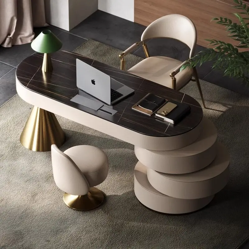 Ca-18  Italian Light Luxury Minimalist Home Study Design Sense Bedroom High-end Rock Slab Desk