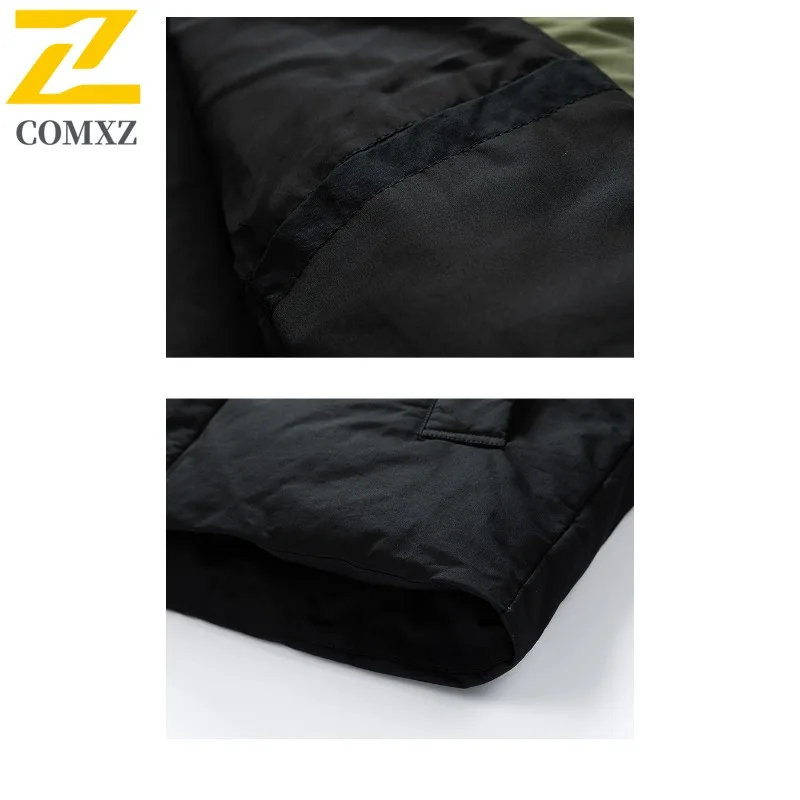 COMXZ Men Puffer Jackets Hooded Solid Adventure Climbing Travel Street Windproof Camping Padding Coat Loose Snow Winter Padding