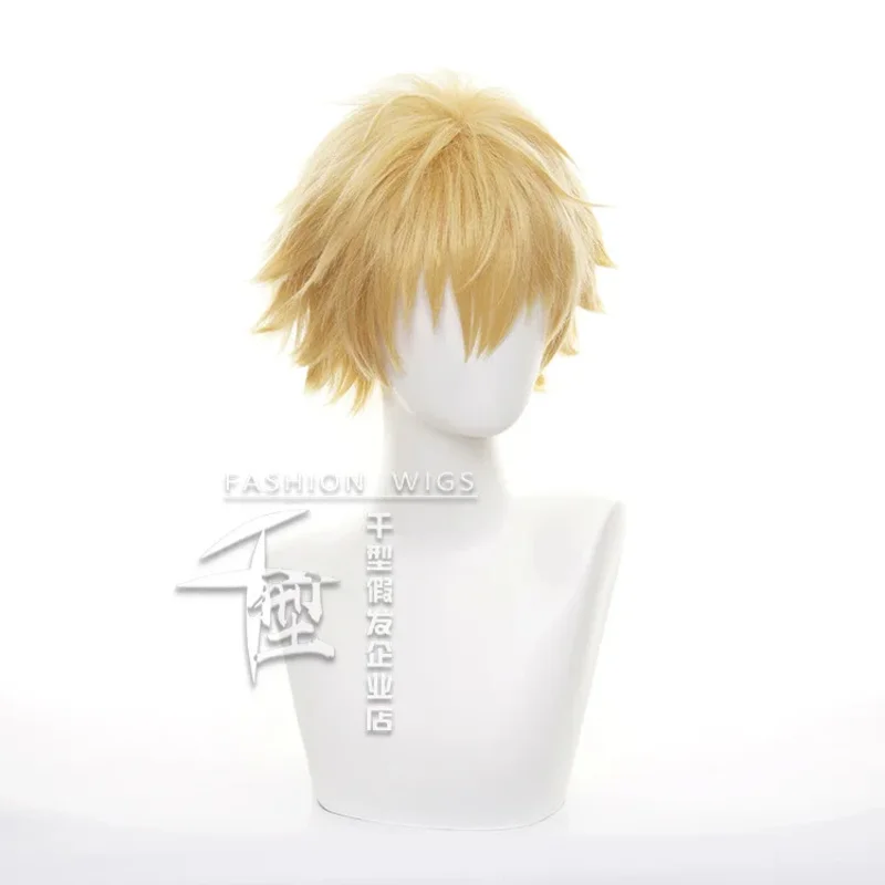 New Chainsaw Man Denji Wig Cosplay Costume Golden Short Heat Resistant Synthetic Hair Halloween