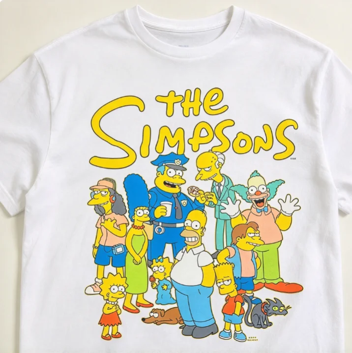 2026 Men Vintage Cartoon Family Group Graphic T-shirt Retro Bright Color Character Print Short Sleeve Tee Streetwear Top