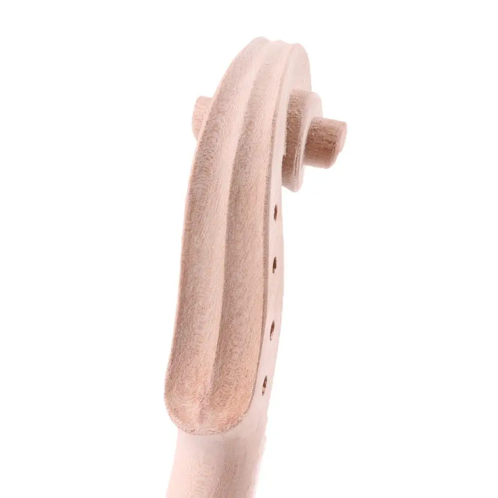 Maple Wood Violin Neck Unfinished Scroll Fretboard Full Size Violin Replacement Parts for 4x4 Violin Case Accessories DIY Makers