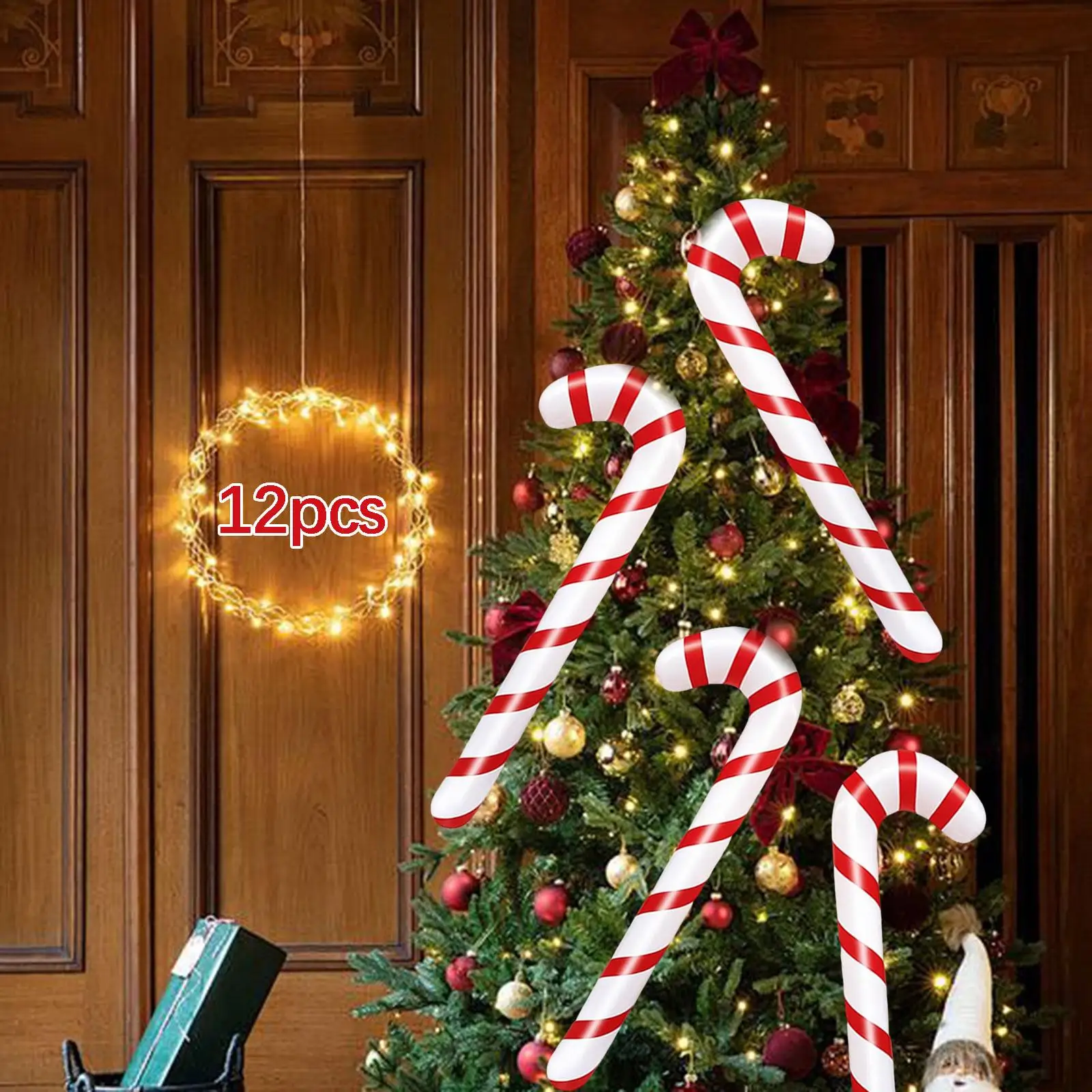 12 Pieces Inflatable Christmas Candy Canes Decorations for Yard Holiday Home