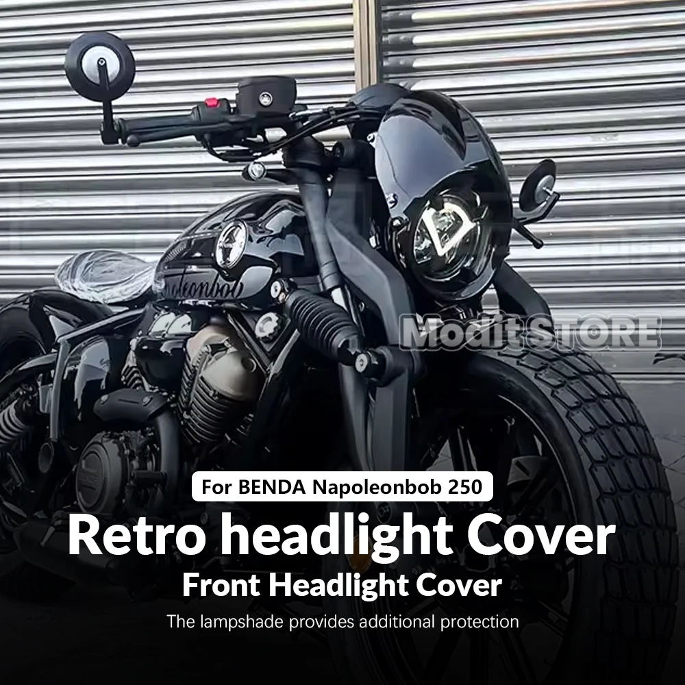For Benda NAPOLEON BOB 250 Motorcycle Bright Black Matte Black Green ABS Front Headlight Fairing Cover Mask Fit
