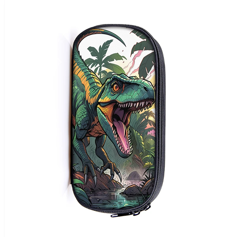 Cute Dinosaur Print Cosmetic Case Pencil Bag T-rex Skeleton Pen Box Kids Stationary Bags School Supplies Gift