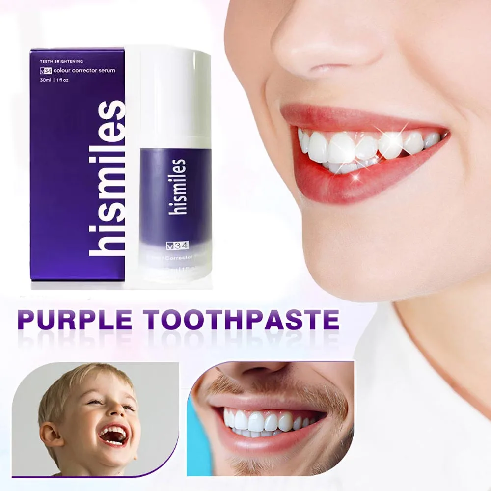 30ml V34 SmileKit Purple Toothpaste Removes Tartar Clean Oral Hygiene Fresh Breath Whitening Teeth Care Products