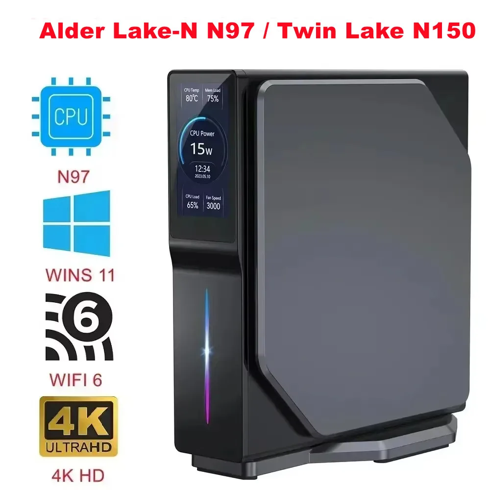 SZBOX Alder Lake-N N97 / Twin Lake N150 MINI PC WINS 11 DDR4 3200M M.2 NVME SSD WIFI 6 BT 5.2 4K@60Hz HD 12V 4A PK N100 Mini pC