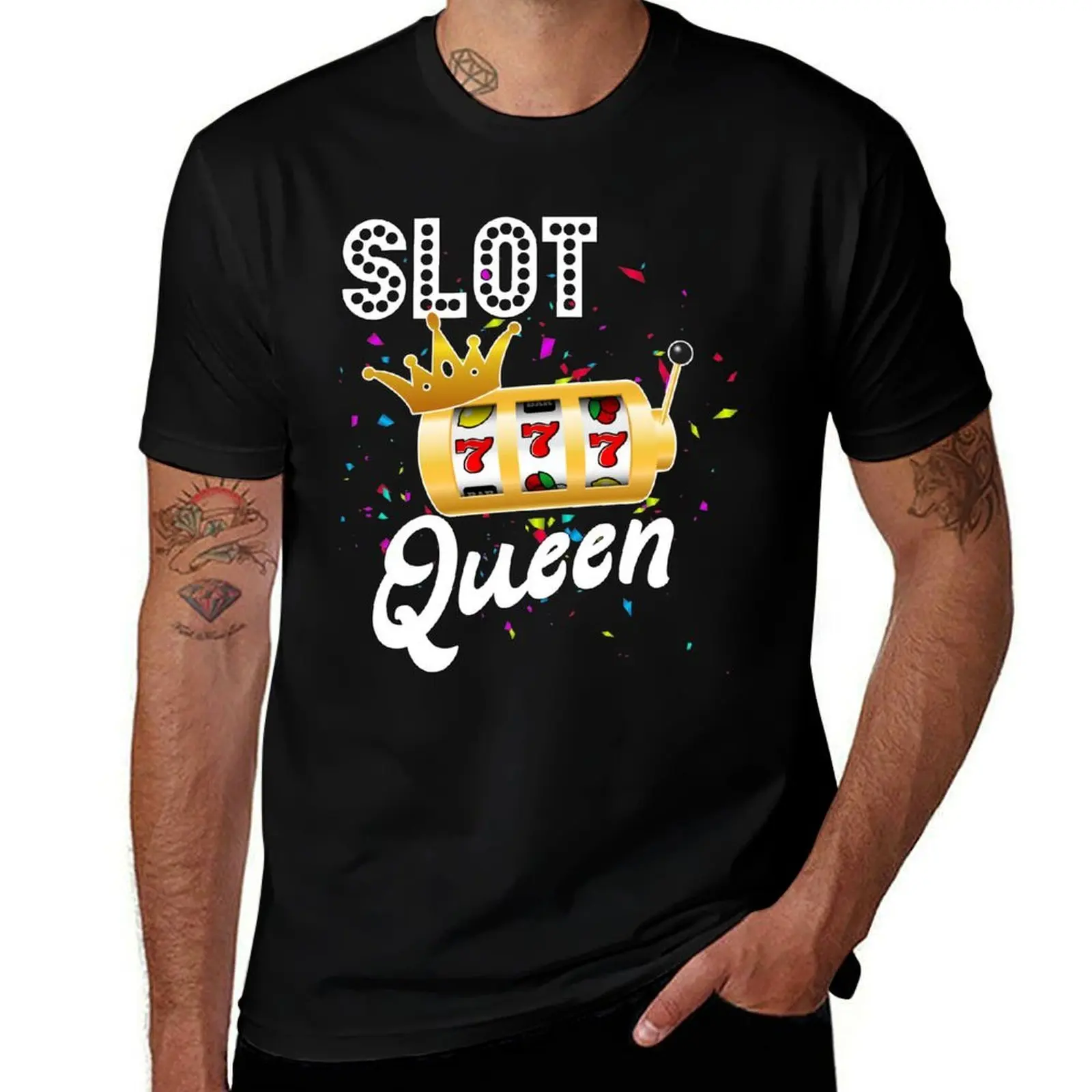 Slot Queen Gambling Gifts Couple Matching T-Shirt Thanksgiving Casual Tee T-Shirt