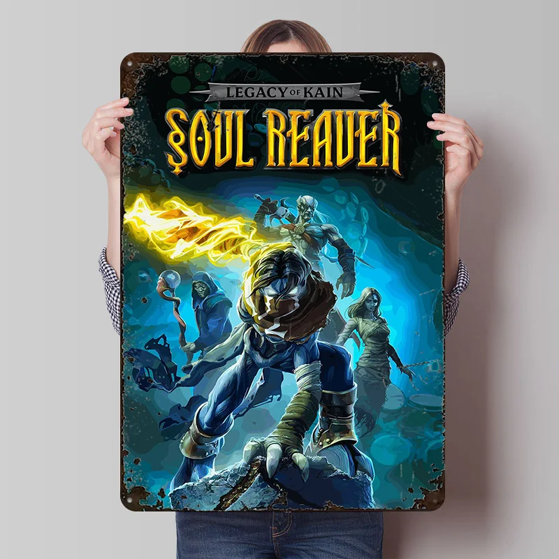 Legacy of Kain: Soul Reaver - Póster Impreso con Diseño Artístico, Letreros Metálicos Retro Personalizados para Decoración de Oficina o Cuarto Masculino
